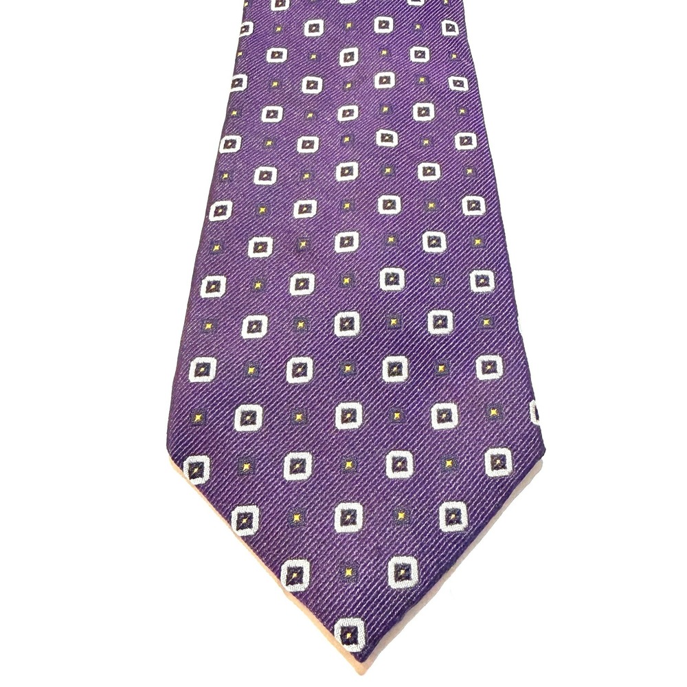 American Living Silk Tie Purple Geometric Square Pattern Classic Necktie